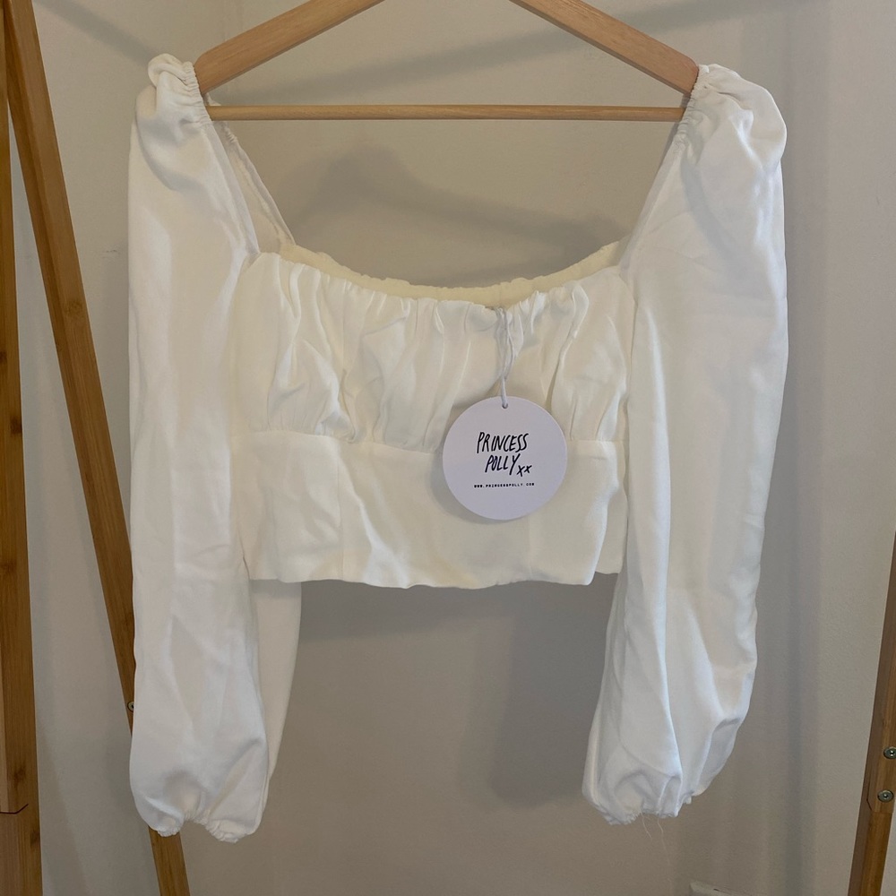 PRINCESS POLLY puffy long sleeve crop top Ariah